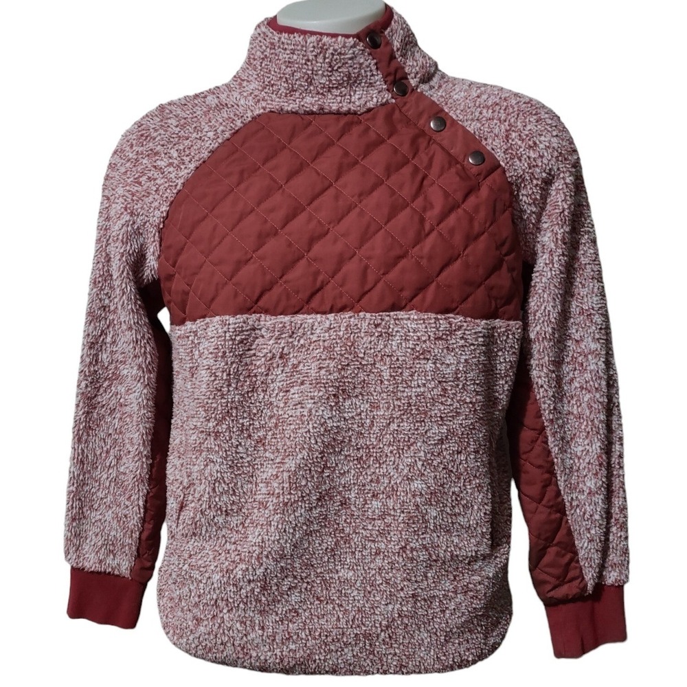 VIIShow Jacket Womens Large Pullover Side Snap Pockets Quilted 5% Spandex Fleece